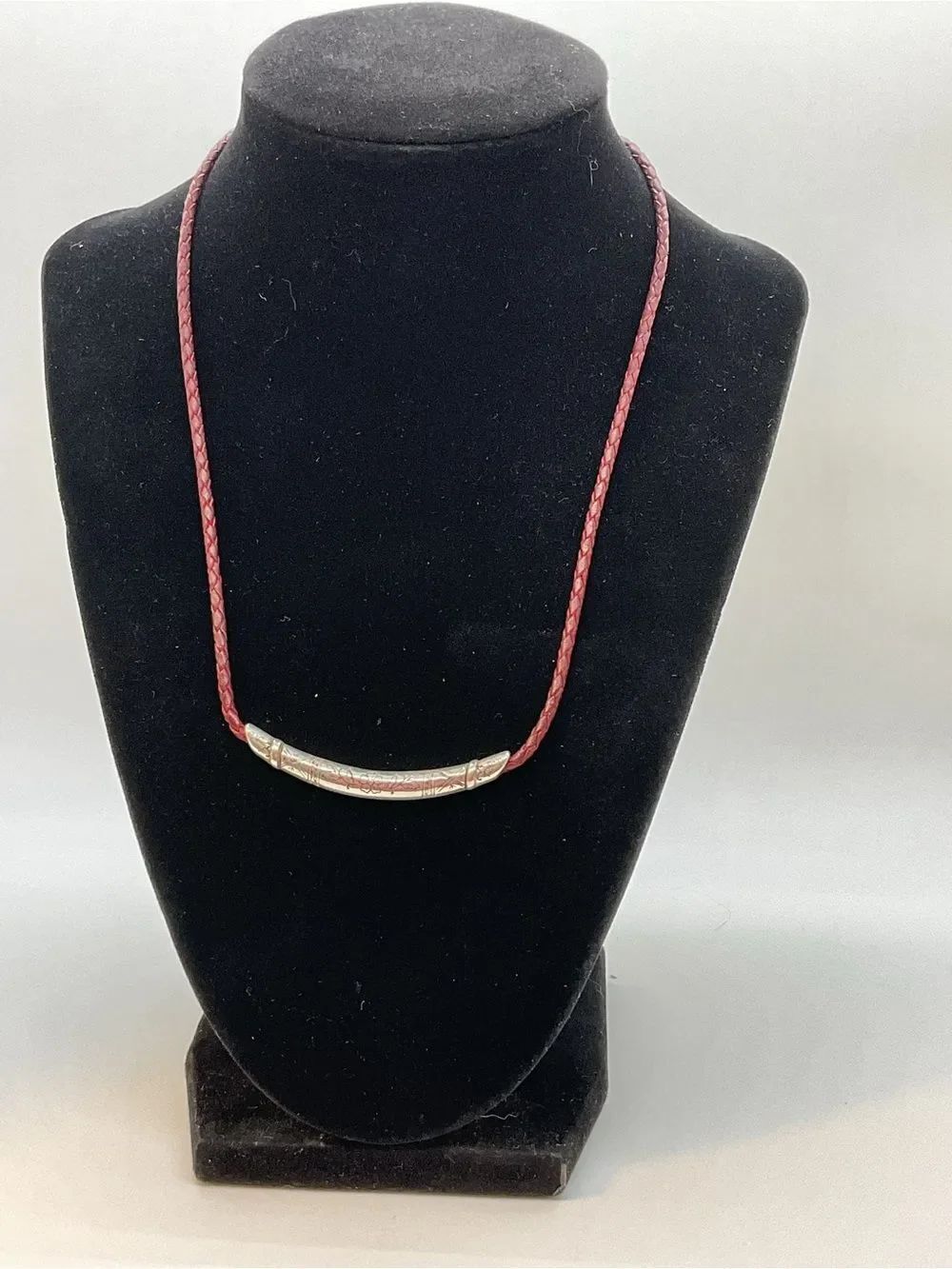 Brighton Braided Leather Wilson Flower Bar Necklace